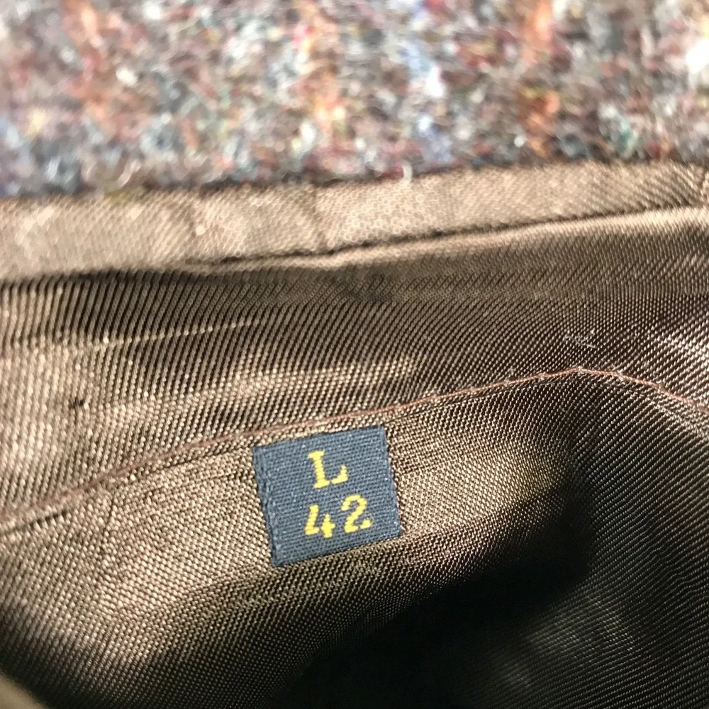 Vintage 80s Haggar Wool Blazer Sport Coat Men 42L Brown Herringbone Academia Dad